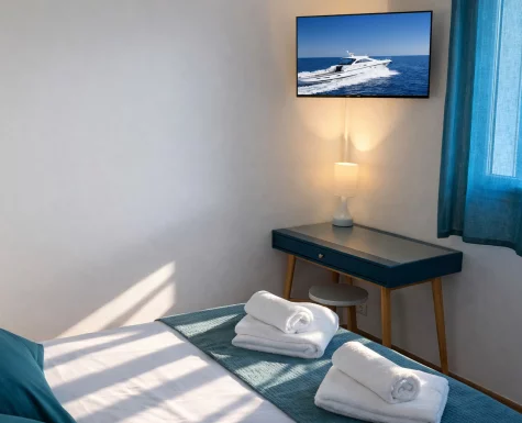 The blue bedroom upstairs