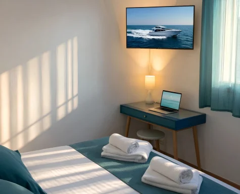 The blue bedroom upstairs